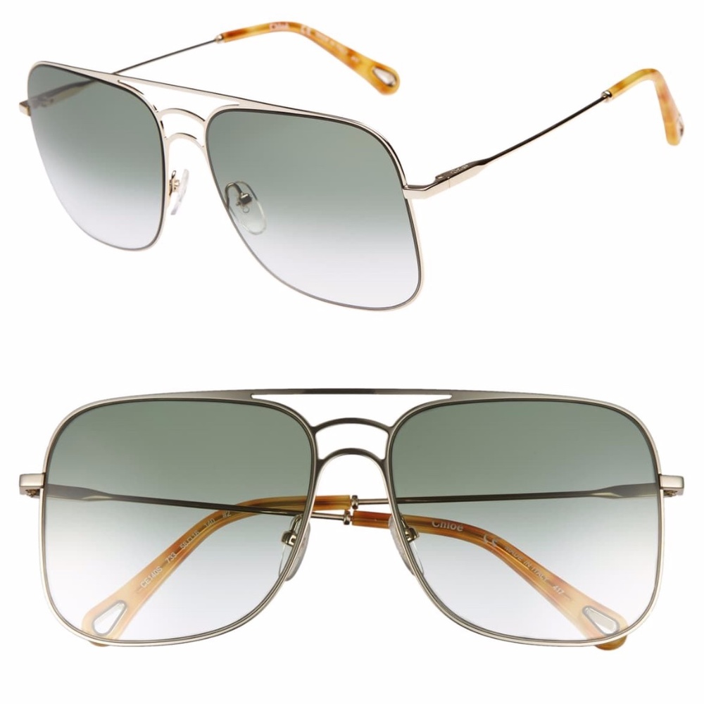 Chloe 58mm Square Aviator Sunglasses